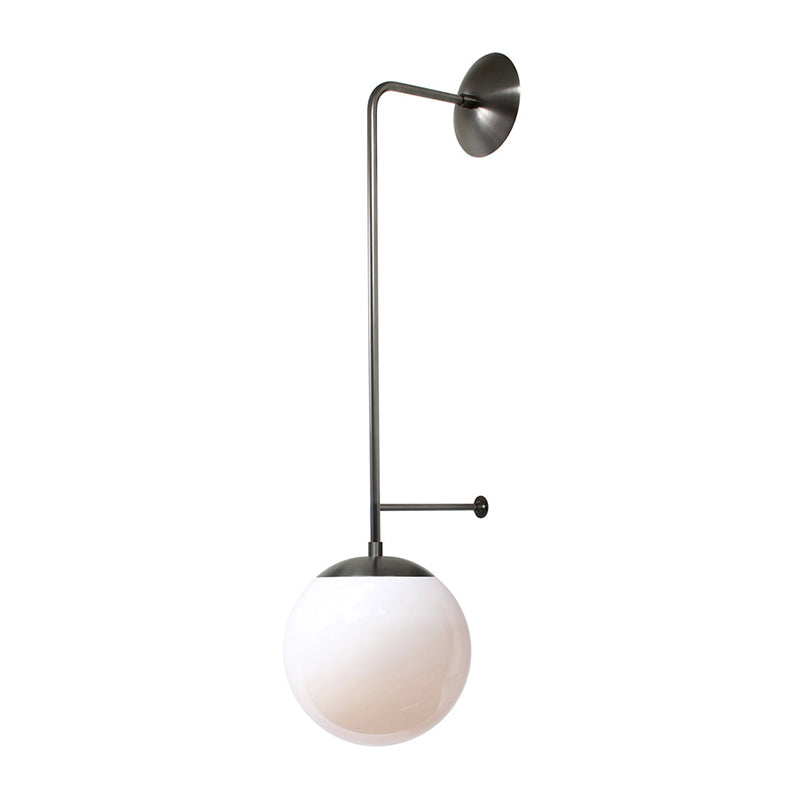 Lampe murale rétro Globe 1-Light transparent / verre blanc Shade Mury Light en laiton / noir pour le salon