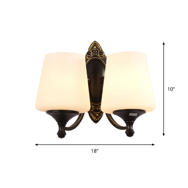 Frosted wit glazen kegel muurlicht vintage woonkamer sconce verlichting in zwart