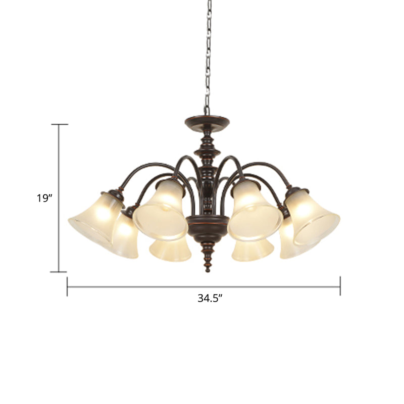 Flare Restaurant Kroonluchter verlichting Land Frosted Glass Zwart hangend plafondlicht