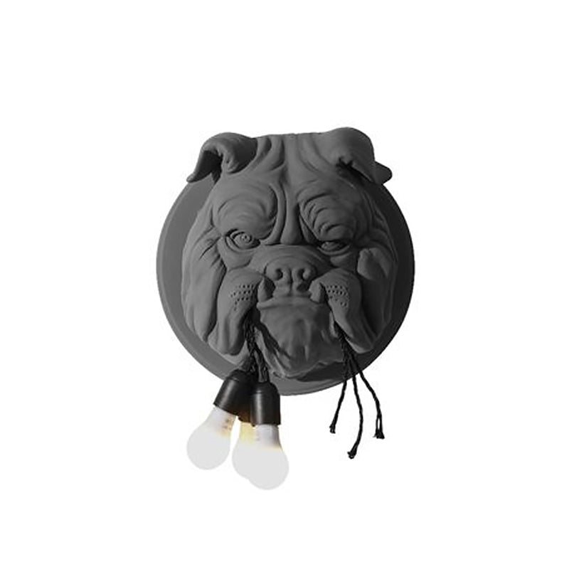 Bulldog Shaped Wall Light Fixture Nordic Resin 3 Heads Bathroom Sconce Lighting Fixture