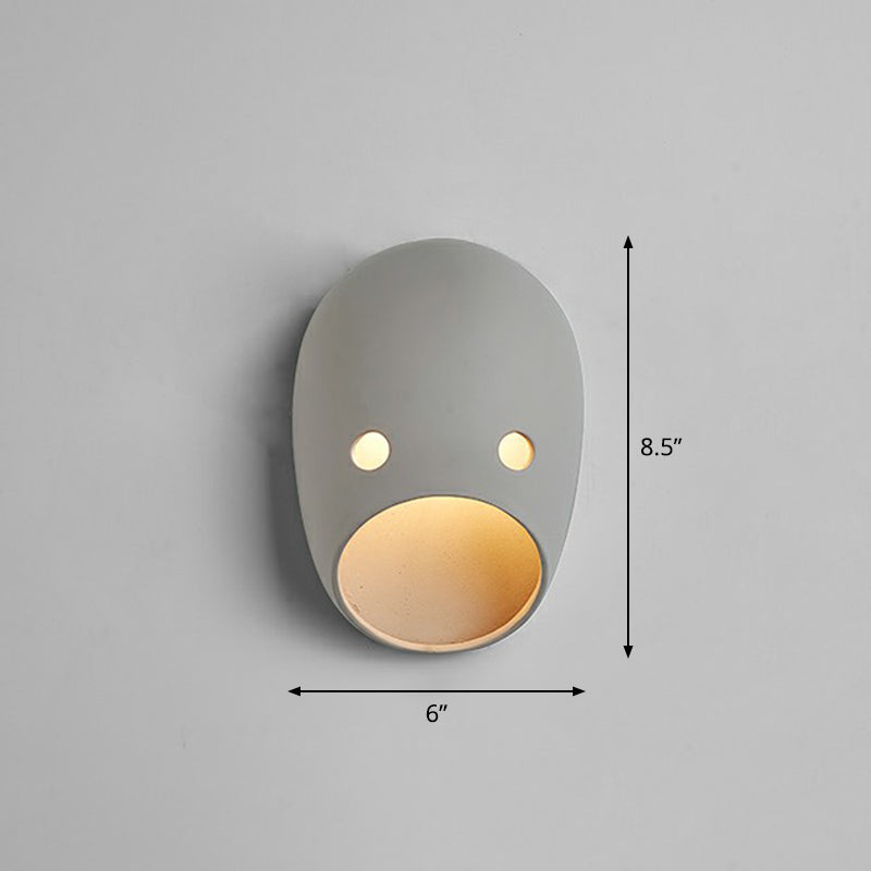 Dekorative lustige Gesichtsausdruck Wandleuchten Harz Schlafzimmer LED -Wand montiert hell in grau