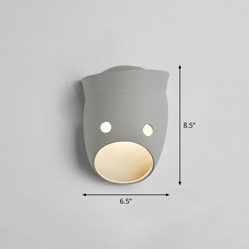 Dekorative lustige Gesichtsausdruck Wandleuchten Harz Schlafzimmer LED -Wand montiert hell in grau
