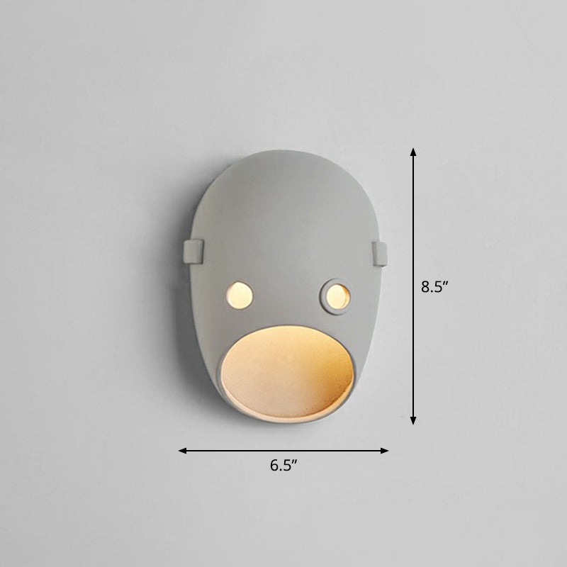 Dekorative lustige Gesichtsausdruck Wandleuchten Harz Schlafzimmer LED -Wand montiert hell in grau