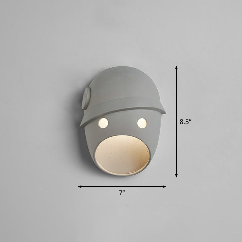 Dekorative lustige Gesichtsausdruck Wandleuchten Harz Schlafzimmer LED -Wand montiert hell in grau