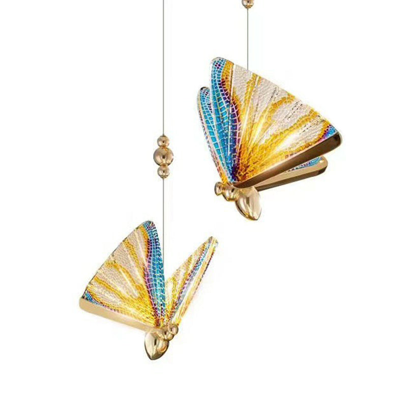 Acrylic Butterfly Suspension Lighting Art Deco LED Pendant Light Fixture for Bedroom