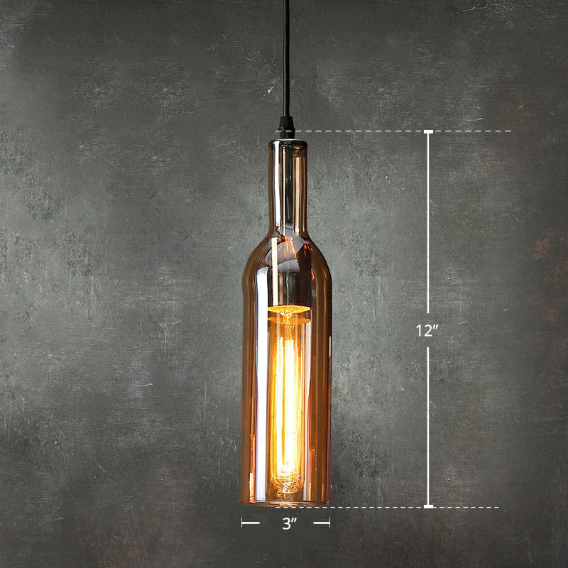 Art Deco Bierflasche geformte Deckenbeleuchtung Glas 1 Kopf Bistro hängende Anhänger Licht