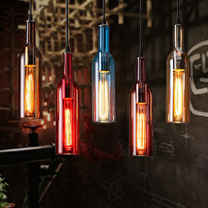 Art Deco Bierflasche geformte Deckenbeleuchtung Glas 1 Kopf Bistro hängende Anhänger Licht