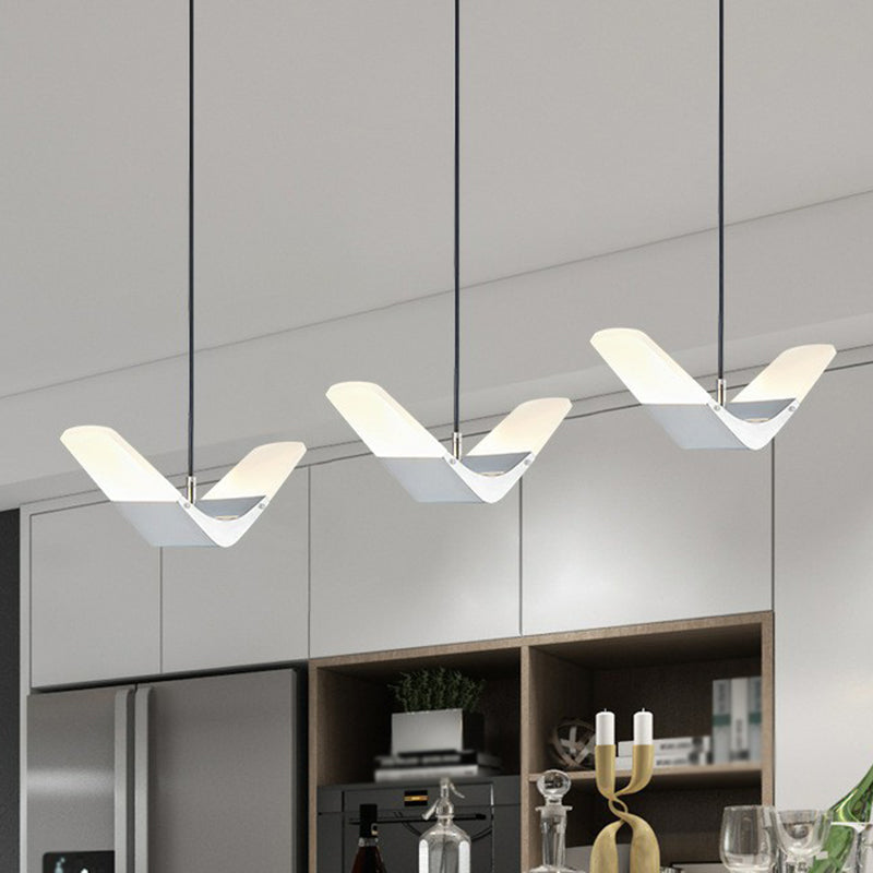 Cluster Acrilico a forma di gabbiano a sospensione decorativo a 3 luci a meno di soffitto per il ristorante