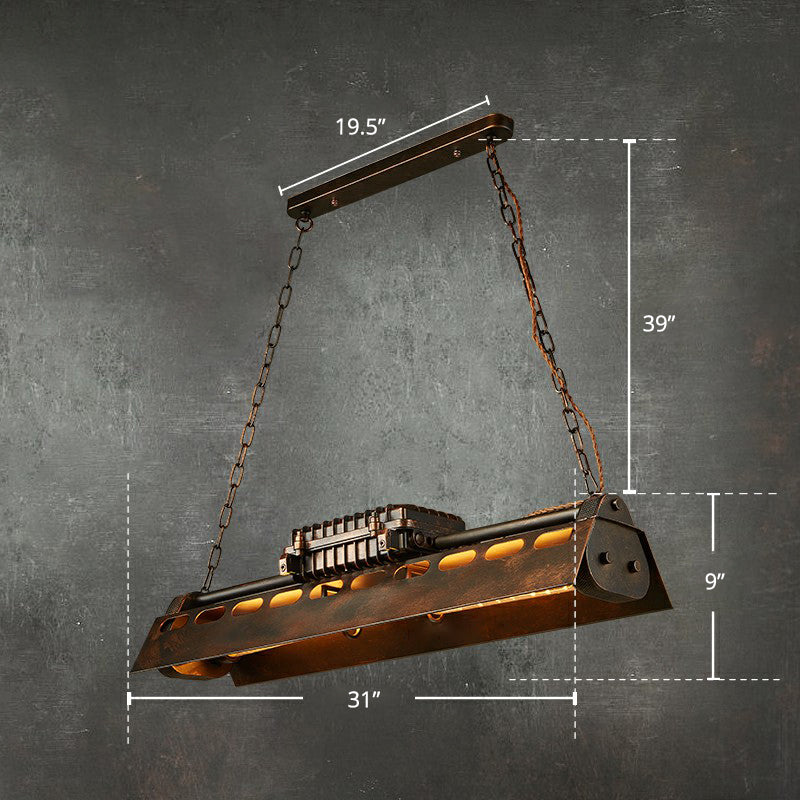 Lampada a sospensione decorativa a 4 luci triangolari prisma isola lampada con tonalità in metallo per ristorante