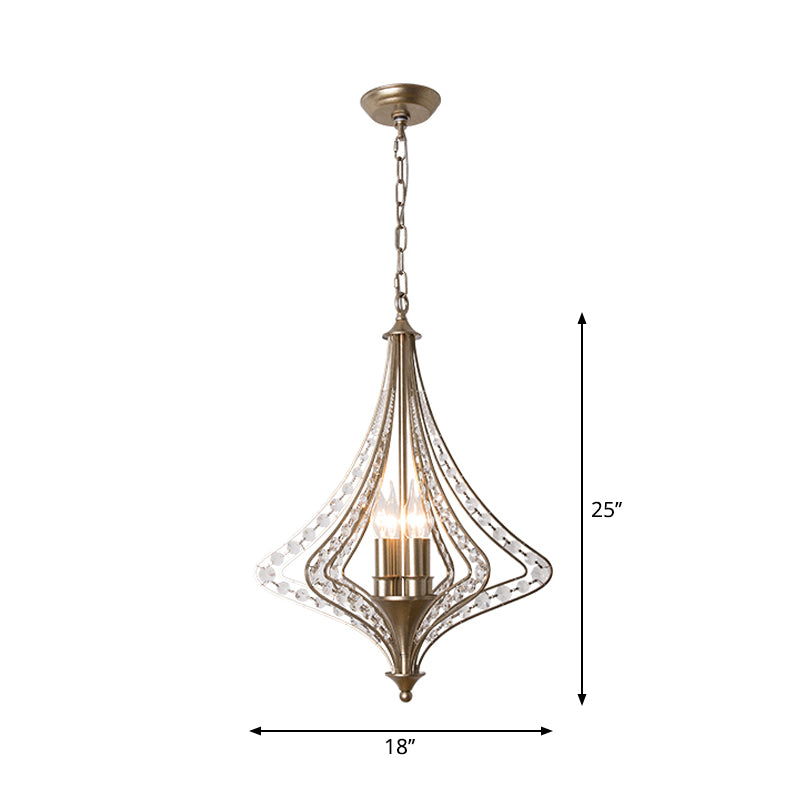 Crystal Diamond Chandelier Pendant Light Minimalist 4-Head Living Room Hanging Lamp in Silver
