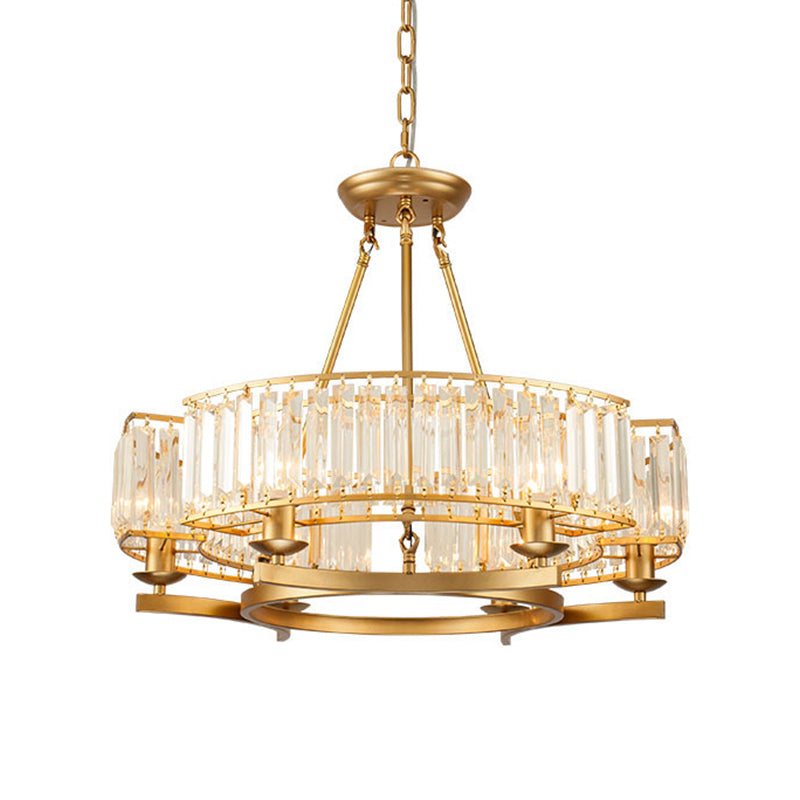 Modern Loop Shaped Chandelier Crystal Prism Pendant Lighting Fixture for Living Room