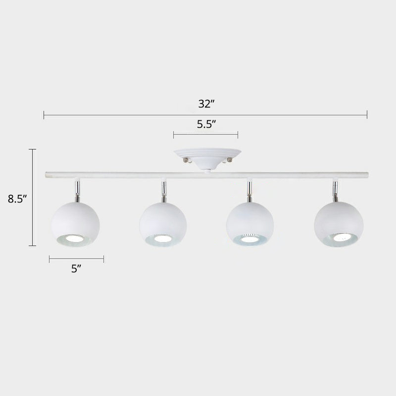 Dome Restaurant Track Lighting Fixture Metal Nordic Semi Flush Mount Ceiling Light