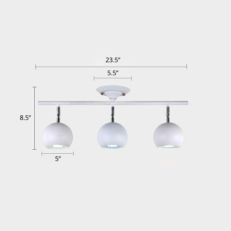 Dome Restaurant Track Lighting Fixture Metal Nordic Semi Flush Mount Ceiling Light