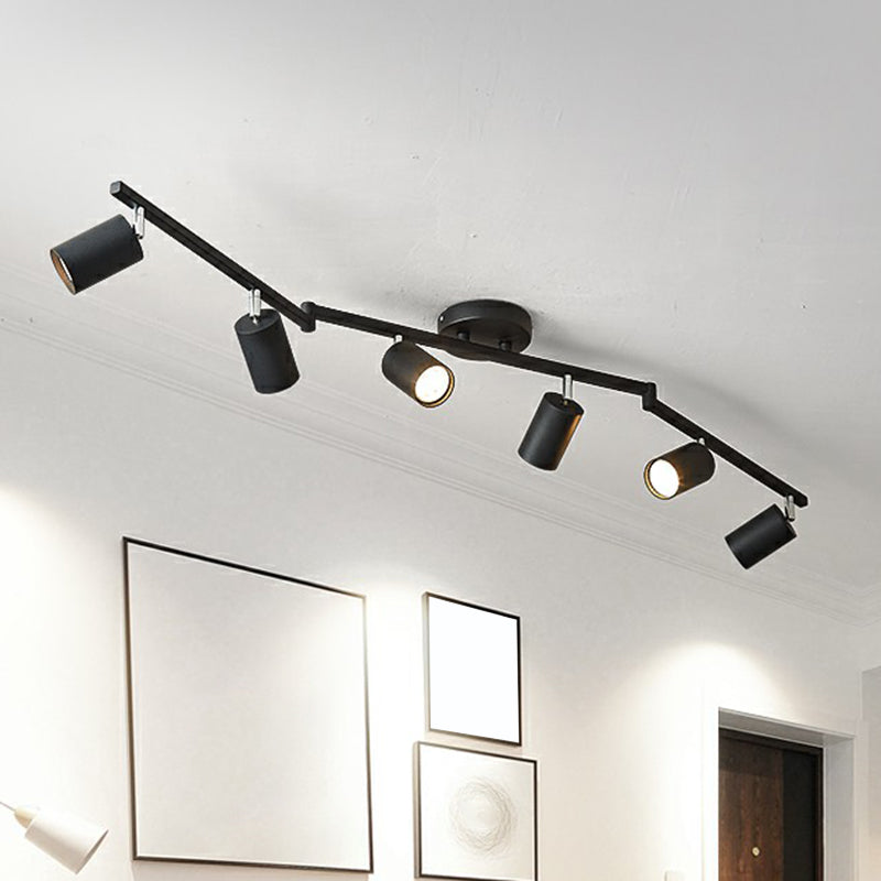 Tubular Metal Flush Mount Lighting Fixture Nordic Style 6-Light Ceiling Spotlight for Living Room