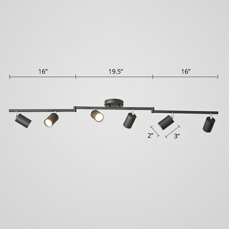 Tubular Metal Flush Mount Lighting Fixture Nordic Style 6-Light Ceiling Spotlight for Living Room