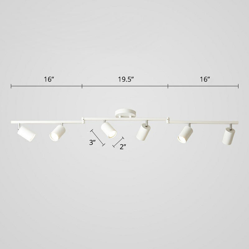 Tubular Metal Flush Mount Lighting Fixture Nordic Style 6-Light Ceiling Spotlight for Living Room
