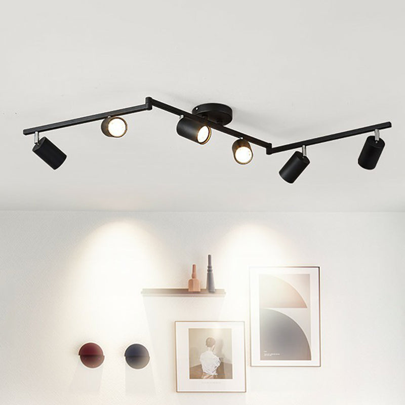 Tubular Metal Flush Mount Lighting Fixture Nordic Style 6-Light Ceiling Spotlight for Living Room