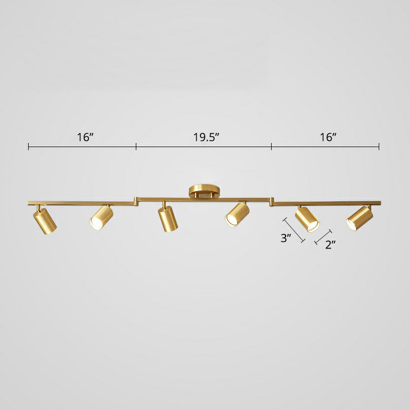 Tubular Metal Flush Mount Lighting Fixture Nordic Style 6-Light Ceiling Spotlight for Living Room