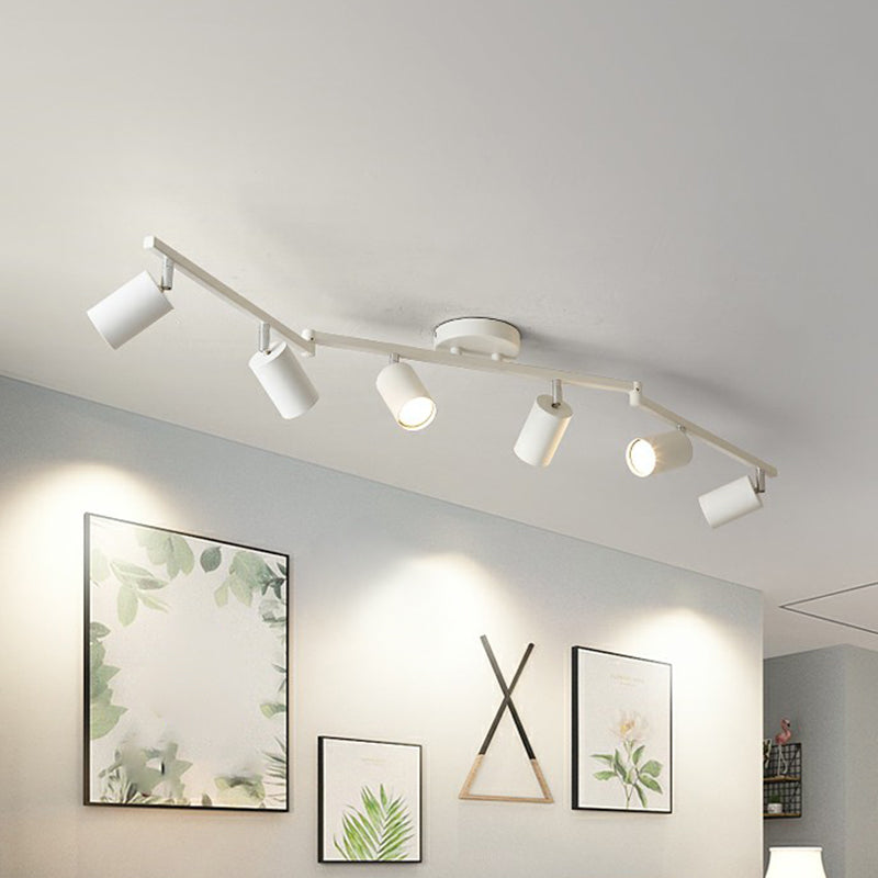 Tubular Metal Flush Mount Lighting Fixture Nordic Style 6-Light Ceiling Spotlight for Living Room