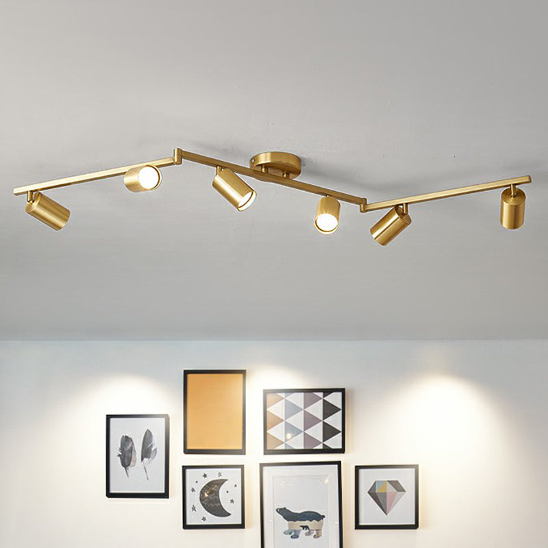 Tubular Metal Flush Mount Lighting Fixture Nordic Style 6-Light Ceiling Spotlight for Living Room