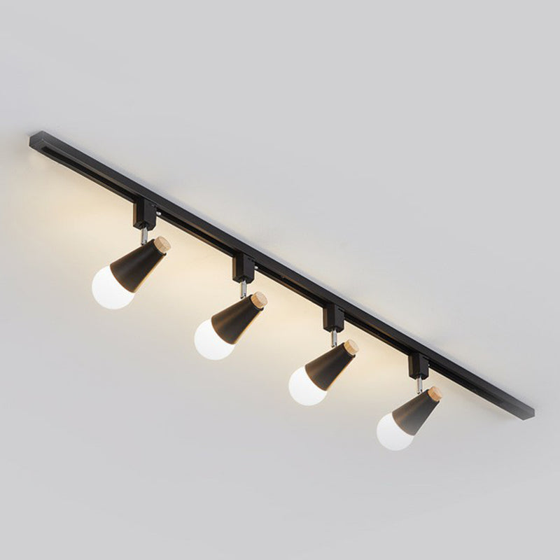 Nordic Conical Semi Flush Mounted Track Light Metal Living Room Ceiling Light Fixture