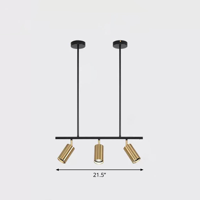 Electroplated Gold Tube Spotlight Postmodern Metal Island Ceiling Light for Dining Room