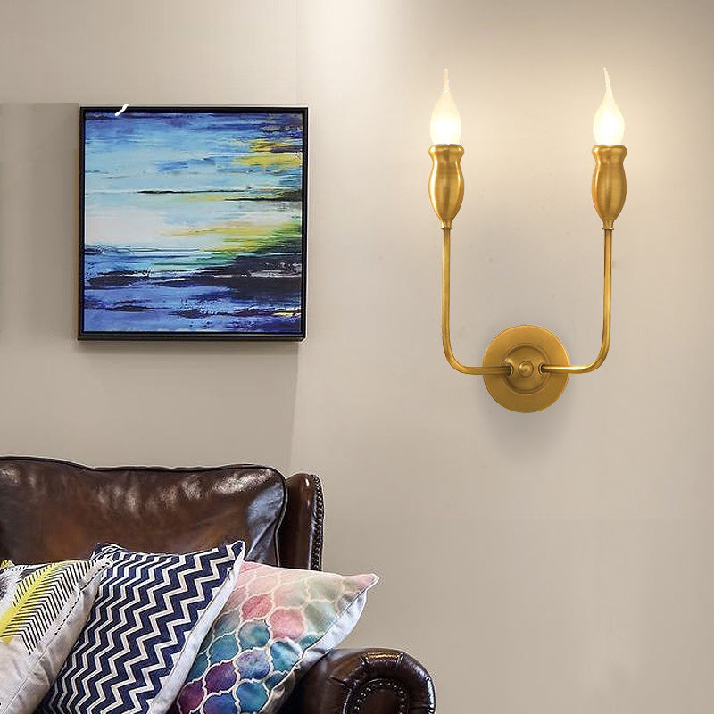 Lampada da parete in metallo da 1/a 2 coda in stile vintage candela in ottone sala da pranzo per la parete sconde