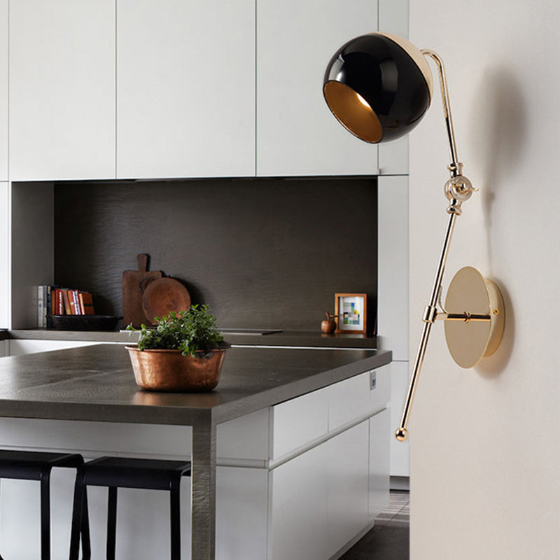 Orb Orb Shade Metal Wall Lighting Retro 1 Bulb Kitche Kitchen Mur Mury Light With Swing Bras en noir