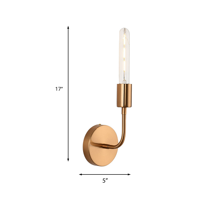 Metal Gold Wall Lamp Open Bulb 1/2-Light Vintage Wall Light Sconce with Round Backplate for Porch