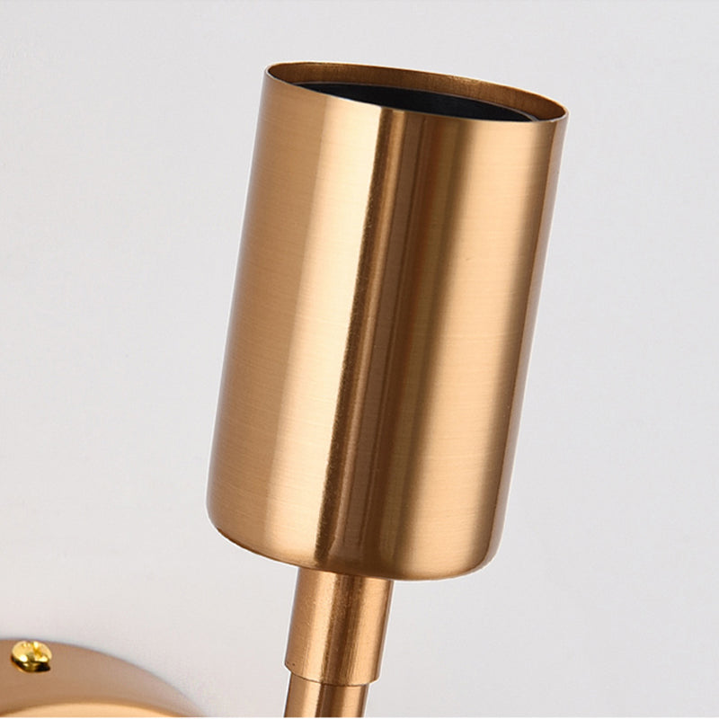 Metal Gold Wall Lamp Open Bulb 1/2-Light Vintage Wall Light Sconce with Round Backplate for Porch