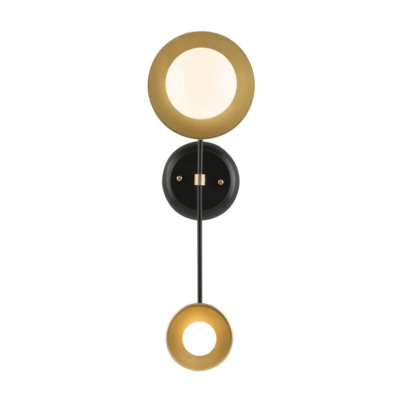 Metal Open Bulb Wall Light Fixture Retro 2-Light Living Room Wall Lamp in Black-Gold