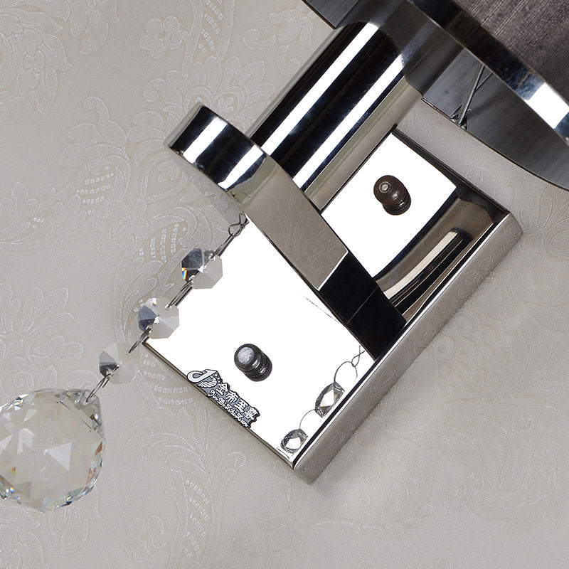 Grappe traditionnelle de la paroi cylindrique 1 Light Tissu Light Light avec accent cristallin en chrome pour chambre à coucher