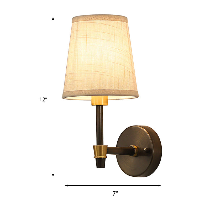 Lampe à lecture de lumière unique lampe à paroi conique traditionnelle en tissu applicable Lumière en blanc pour l'étude