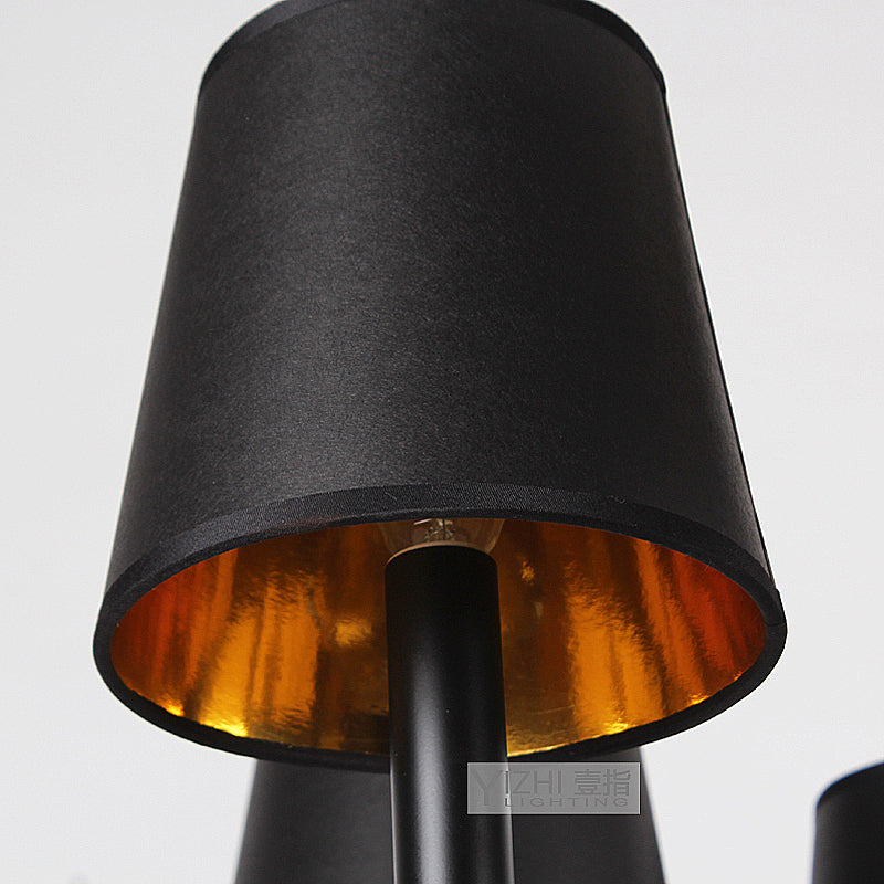 Conical Foyer Sconce Light Antique Fabric 1 Light Black Wall Mounted Lamp with Acrylic Accent