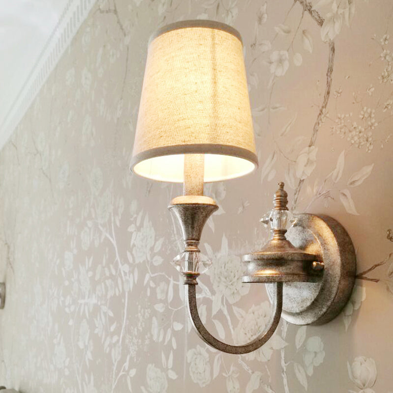 Candelabra/Cone Restaurant Sconce Light Antique Metal Single Light Rust Wall Mounted Lamp with Shade/Shadeless