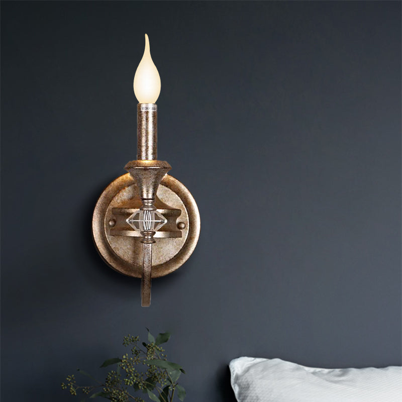 Candelabra / Cone Restaurant Sconce Light Antique Metal Single Light Rust Wall Murd Murded avec ombre / Ordre
