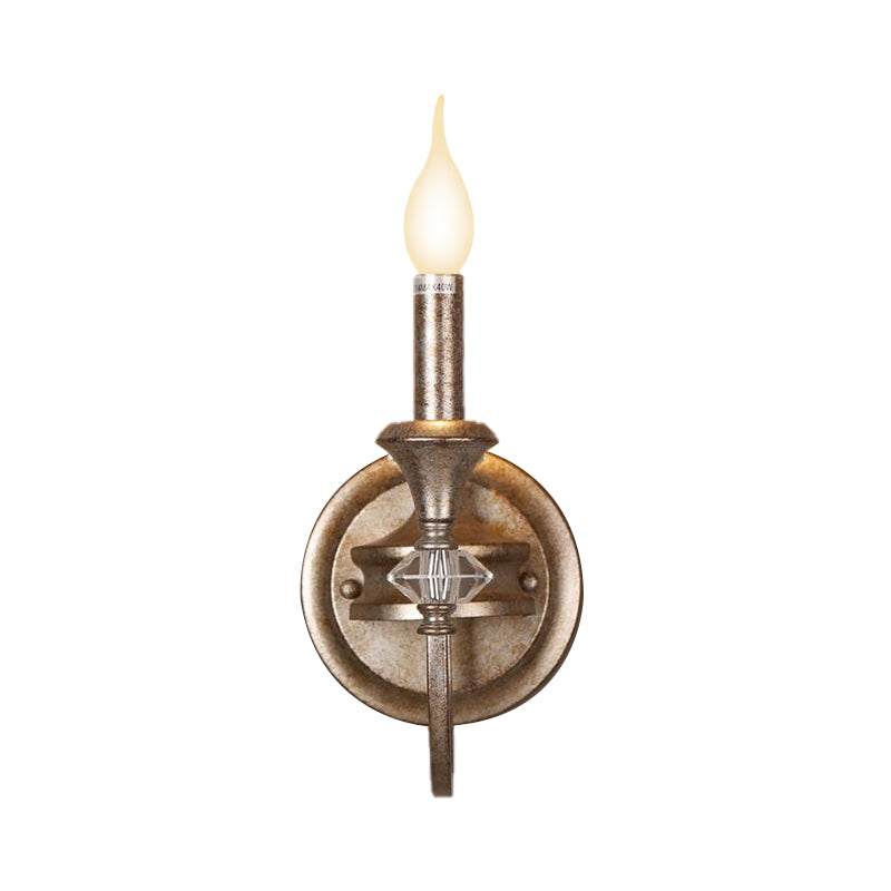 Candelabra/Cone Restaurant Sconce Light Antique Metal Single Light Rust Wall Mounted Lamp with Shade/Shadeless