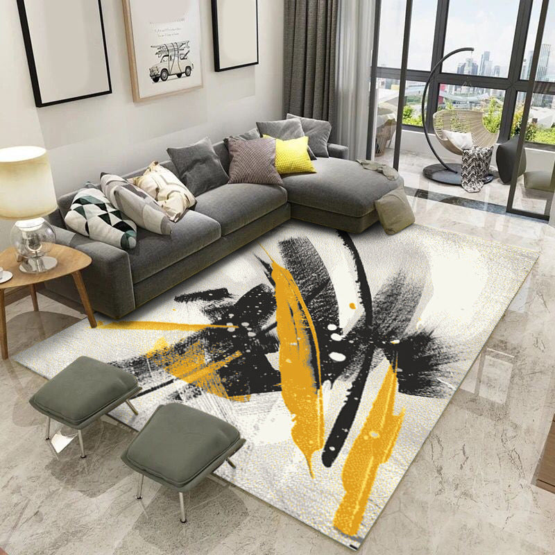 Minimalist Abstract Pattern Rug Multi Colored Polyester Carpet Washable Pet Friendly Anti-Slip Rug for Drawing Room