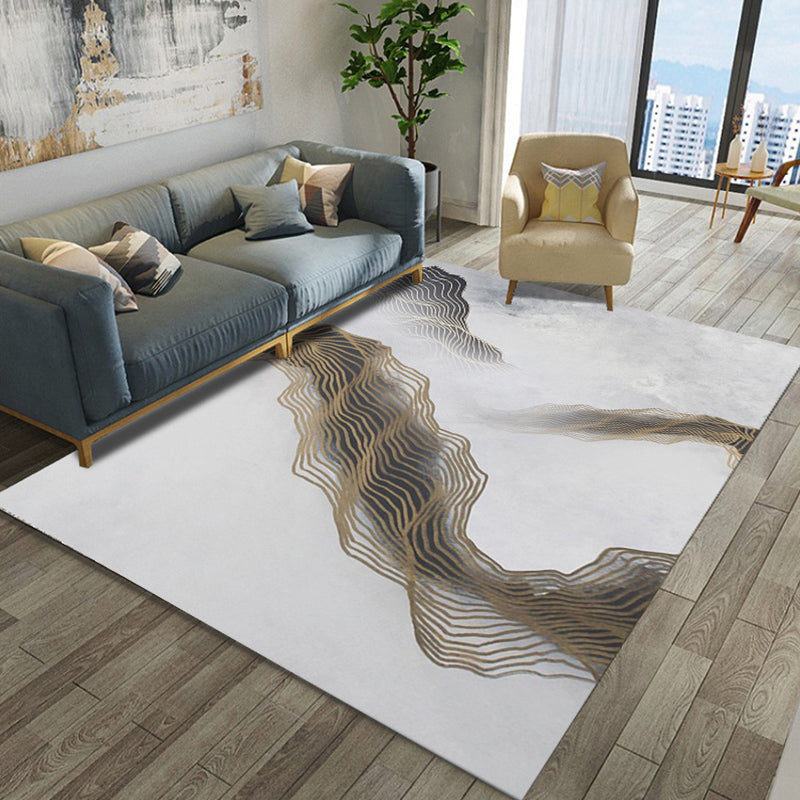 Artistic Geometric Abstract Line Rug Multicolor Modern Carpet Synthetics Anti-Slip Backing Pet-Friendly Rug for Great Room
