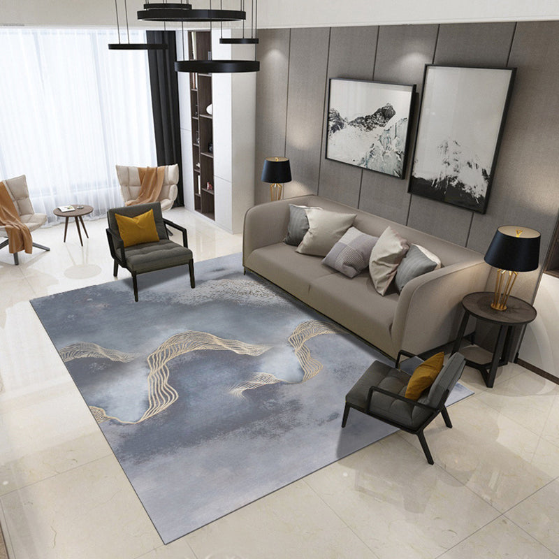 Artistic Geometric Abstract Line Rug Multicolor Modern Carpet Synthetics Anti-Slip Backing Pet-Friendly Rug for Great Room