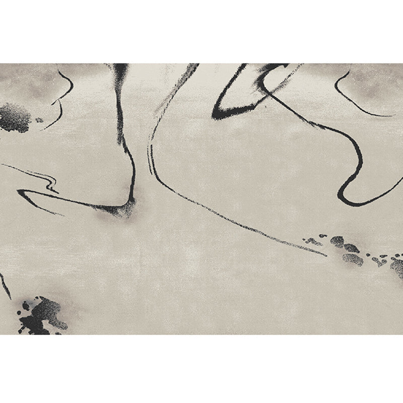 Simplicity Abstract Line Print Rug Multi Color Polypropylene Rug Anti-Slip Backing Stain Resistant Pet Friendly Area Carpet for Room