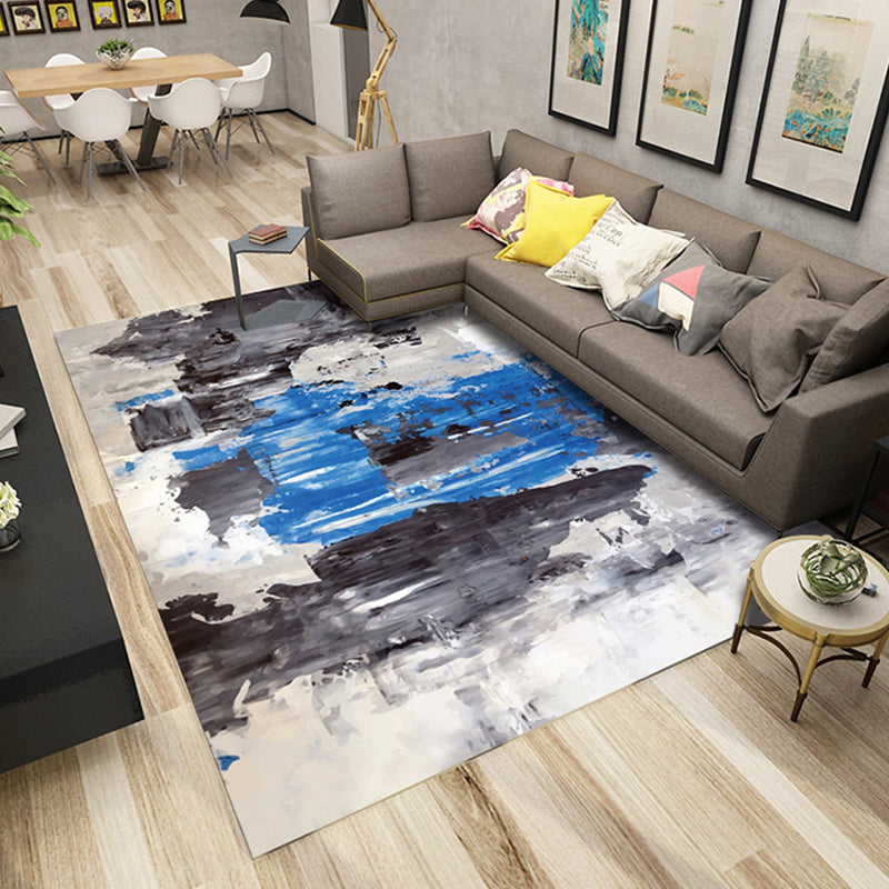 Punky Abstract Print Rug Multi-Color Modern Style Rug Synthetics Non-Slip Backing Machine Washable Pet Friendly Rug for Home Deco