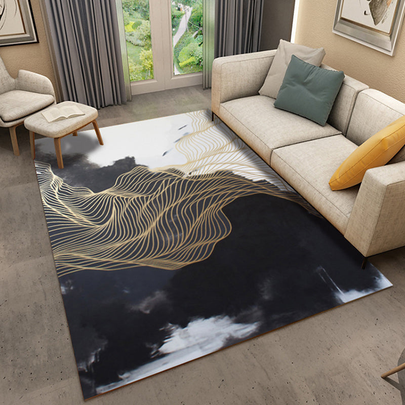 Punky Abstract Print Rug Multi-Color Modern Style Rug Synthetics Non-Slip Backing Machine Washable Pet Friendly Rug for Home Deco