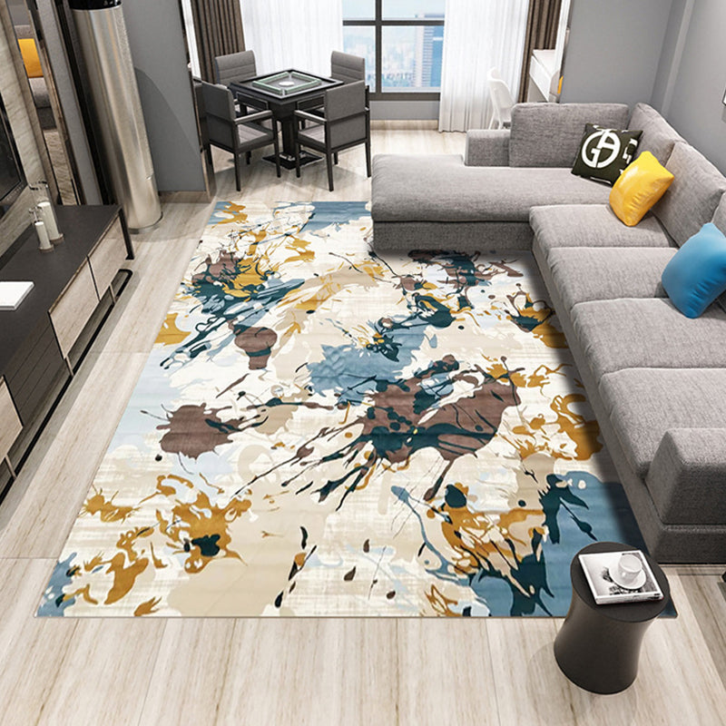 Punky Abstract Print Rug Multi-Color Modern Style Rug Synthetics Non-Slip Backing Machine Washable Pet Friendly Rug for Home Deco