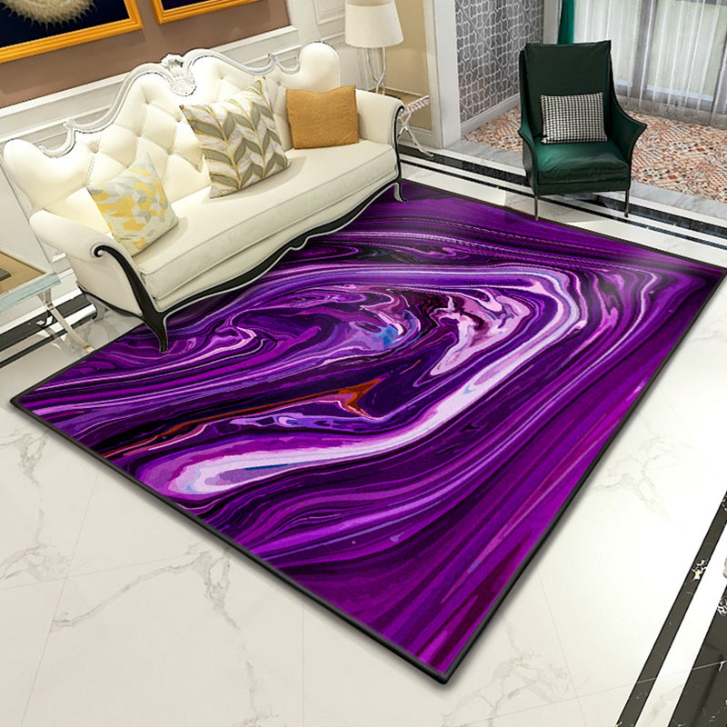 Modern Abstract Lava Print Rug Multi-Colored Modern Carpet Polypropylene Stain Resistant Non-Slip Backing Machine Washable Rug for Home