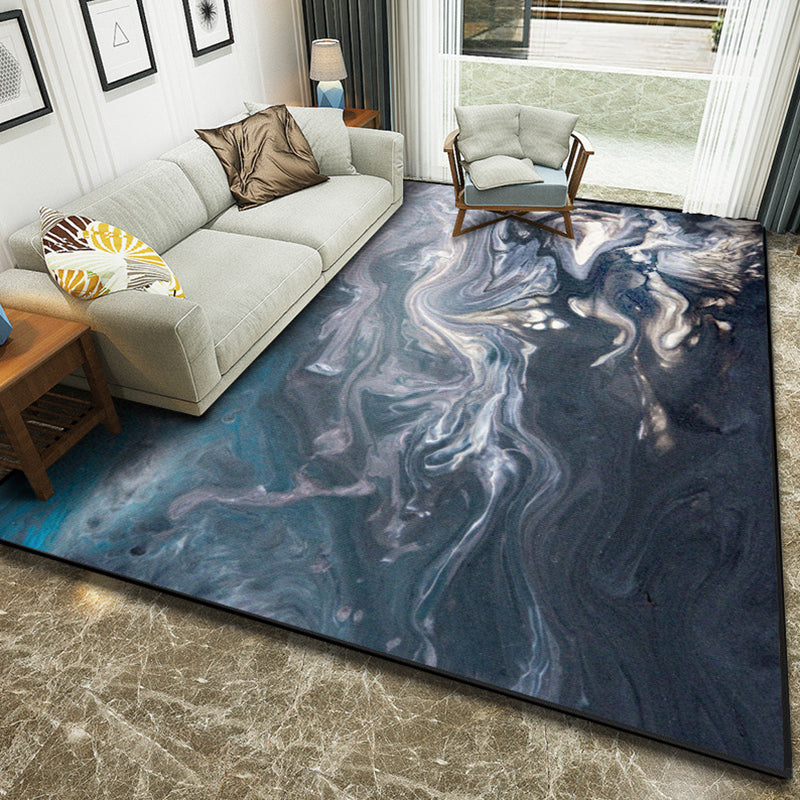 Art Deco Nordic Rug Multi Color 3D Marble Print Carpet Anti-Slip Stain Resistant Pet Friendly Rug for Great Room