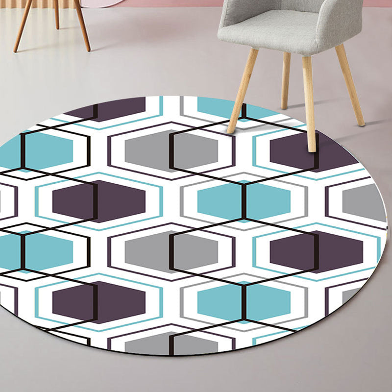 Novelty Geometric Print Rug Multi Colored Modern Carpet Polyester Anti-Slip Backing Washable Stain Resistant Area Rug for Room