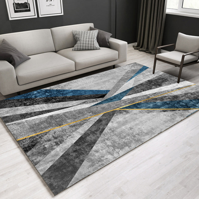 Minimal Multi-Color Geometric Rug Synthetics Contemporary Carpet Machine Washable Pet Friendly Anti-Slip Backing Rug for Great Room