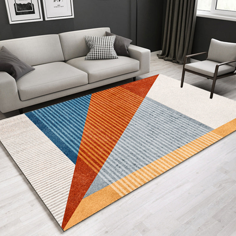Minimal Multi-Color Geometric Rug Synthetics Contemporary Carpet Machine Washable Pet Friendly Anti-Slip Backing Rug for Great Room