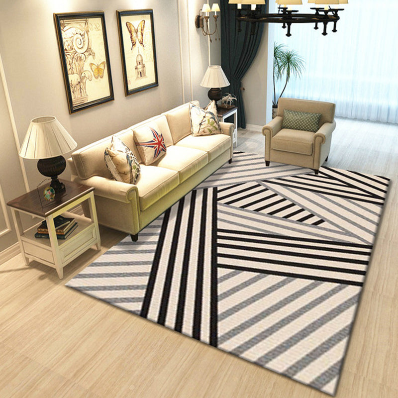 Multi-Colored Geometric Rug Synthetics Contemporary Rug Anti-Slip Stain Resistant Machine Washable Area Rug for Home
